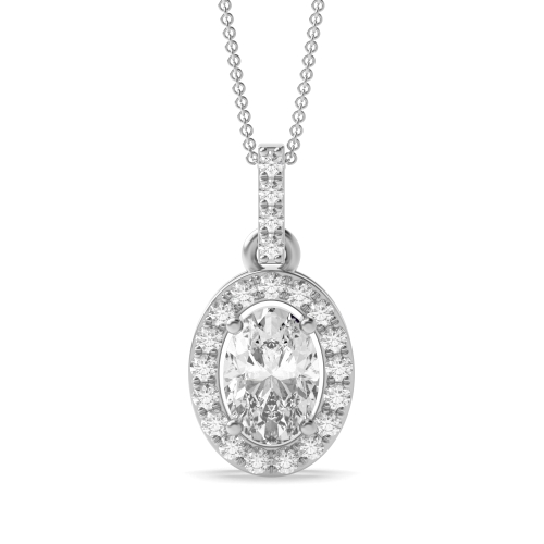 Classic Dangling Princess Shape Halo Diamond Pendant Necklace