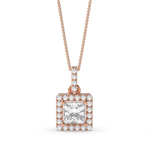 4 Prong Rose Gold Dangling Pendant Necklaces
