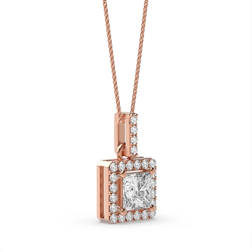 4 Prong Rose Gold Dangling Pendant Necklaces