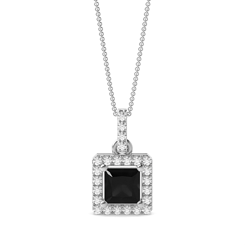 4 Prong Dangling Black Diamond Pendant Necklaces