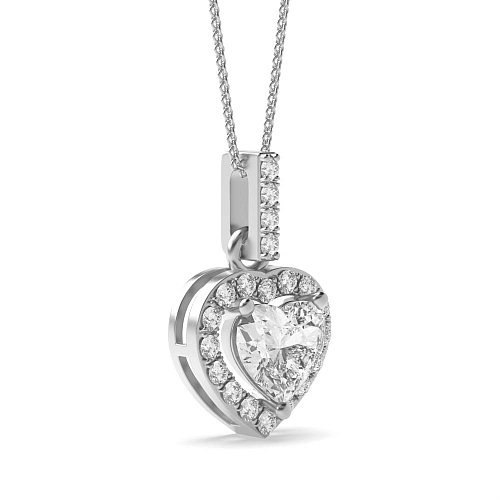 Prong Heart Dangling Pendant Necklaces