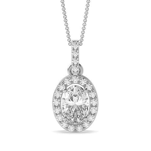 4 Prong Oval Dangling Pendant Necklaces