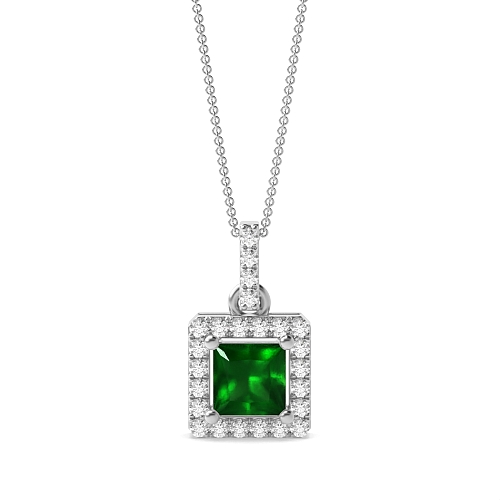 4 Prong Dangling Emerald Pendant Necklaces