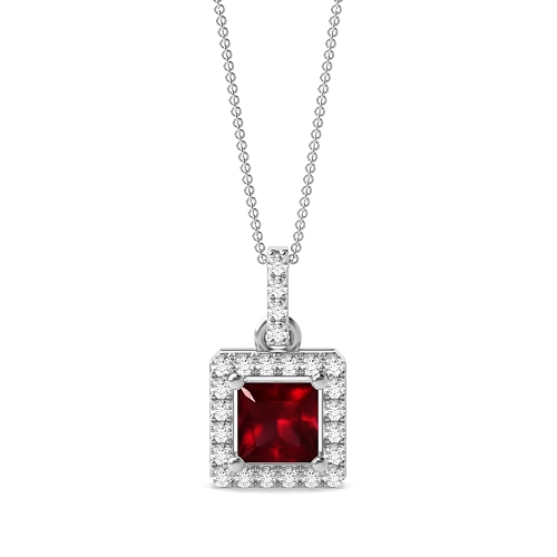 4 Prong Dangling Ruby Pendant Necklaces
