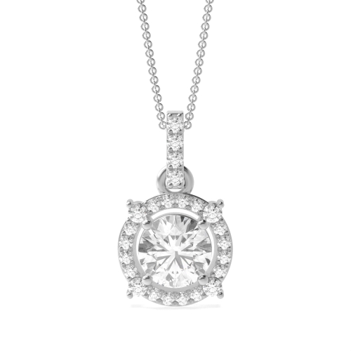 Buy Designer Halo Round Shape Halo Lab Grown Diamond Necklace - Abelini