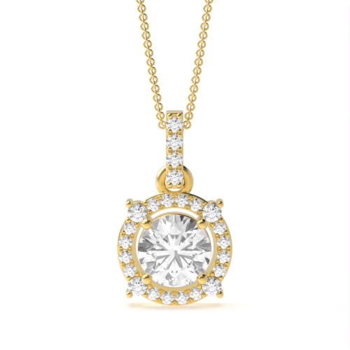 Buy Designer Halo Round Shape Halo Diamond Necklace - Abelini