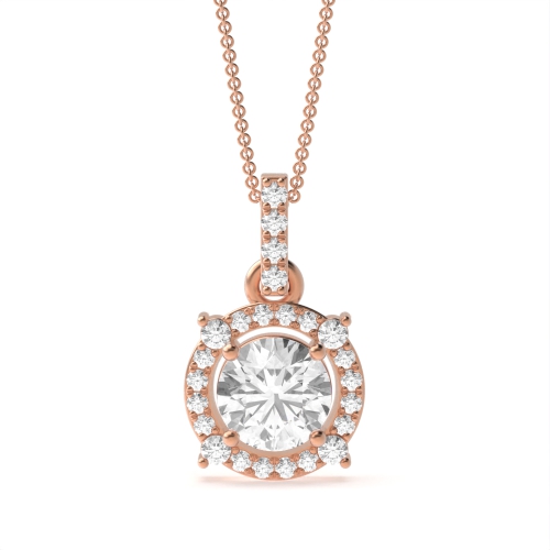 4 Prong Round Rose Gold Gleam Pendant Necklaces