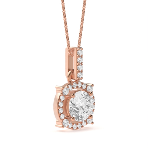 4 Prong Round Rose Gold Gleam Pendant Necklaces