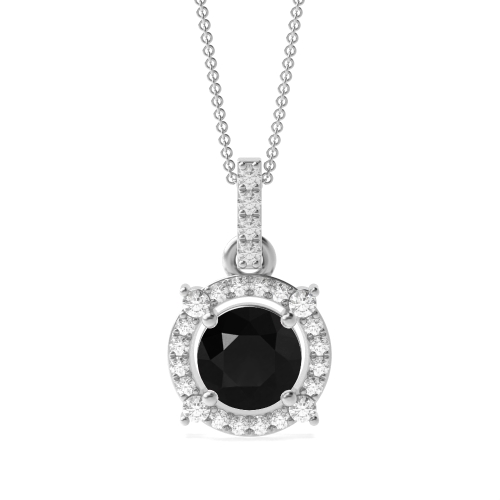 4 Prong Round Gleam Black Diamond Pendant Necklaces