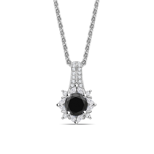 4 Prong Round Two row star Black Diamond Pendant Necklaces