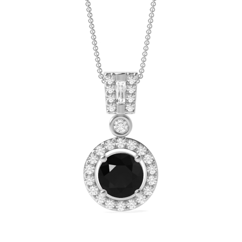 4 Prong Round Unique Black Diamond Pendant Necklaces