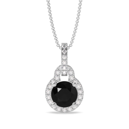 Lock Design Dangling Round Shape Halo Diamond Necklace