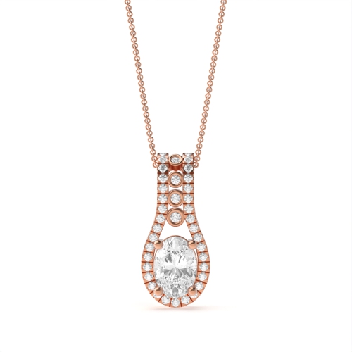 Designer Halo Oval Shape Halo Diamond Necklace