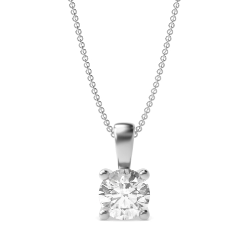 Solid Bale N-W-E-S Round Shape Solitaire Moissanite Necklace