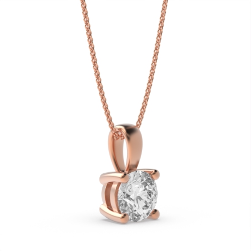 4 Prong Rose Gold solid bale Solitaire Pendant Necklace