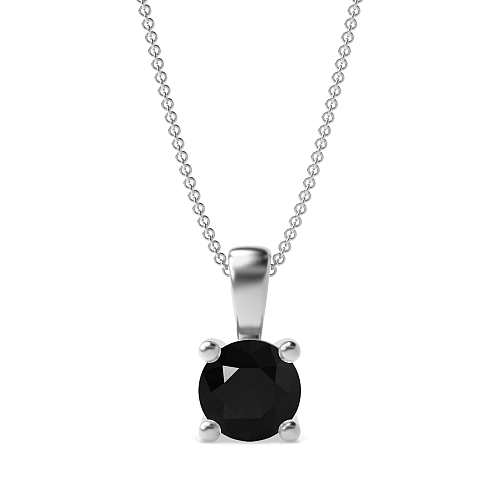 4 Prong Solid bale Black Diamond Pendant Necklaces