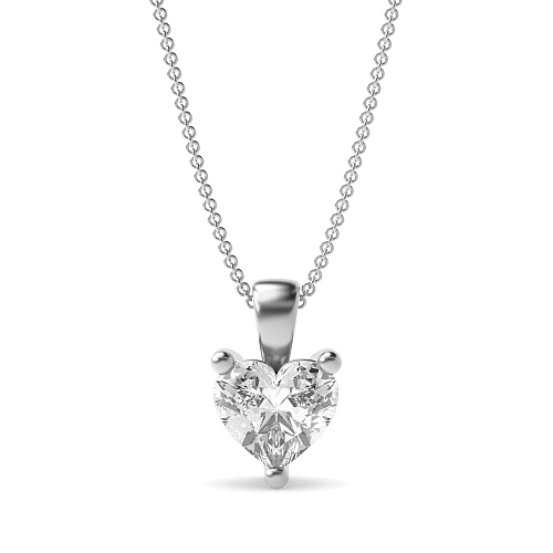 Prong Heart Solid bale Pendant Necklaces