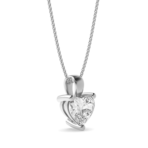 Prong Heart Solid bale Pendant Necklaces