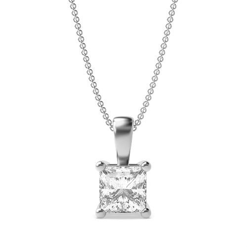 4 Prong Princess Solid bale Pendant Necklaces