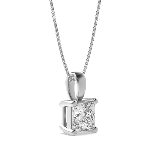 4 Prong Princess Solid bale Pendant Necklaces