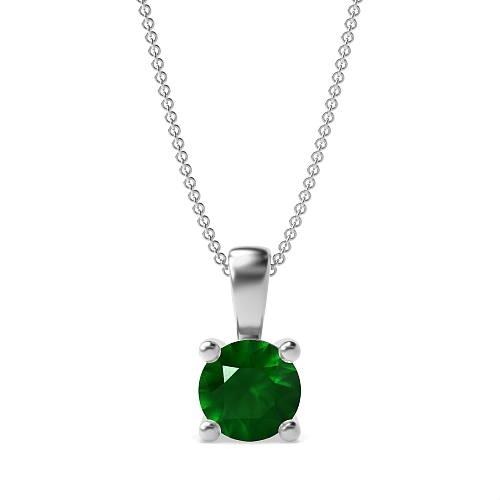 4 Prong Solid bale Emerald Pendant Necklaces