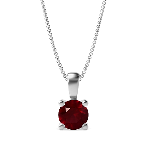 4 Prong Solid bale Ruby Pendant Necklaces