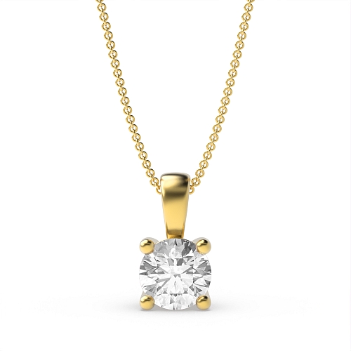 4 Prong Yellow Gold Solid bale Pendant Necklaces