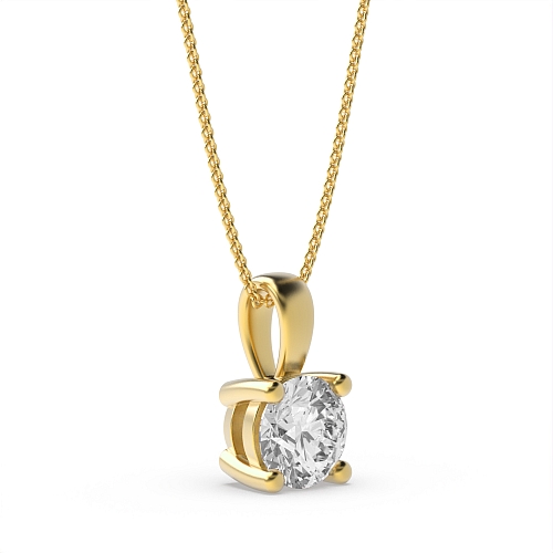 4 Prong Yellow Gold Solid bale Pendant Necklaces