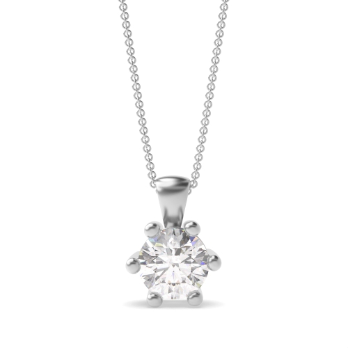 Buy Open 6 Claws Round Shape Solitaire Diamond Necklace - Abelini