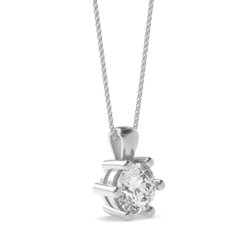 6 Prong Round Open Solitaire Pendant Necklace