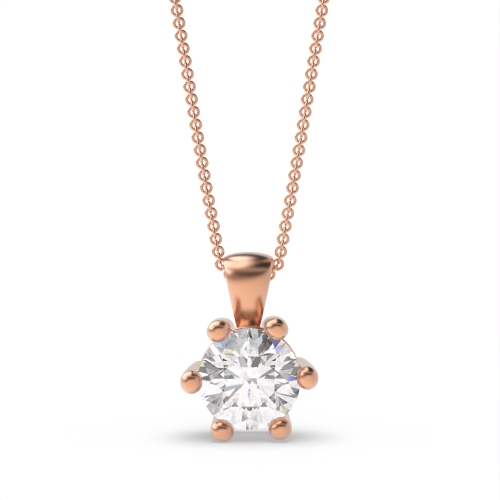 6 Prong Round Rose Gold Open Pendant Necklaces