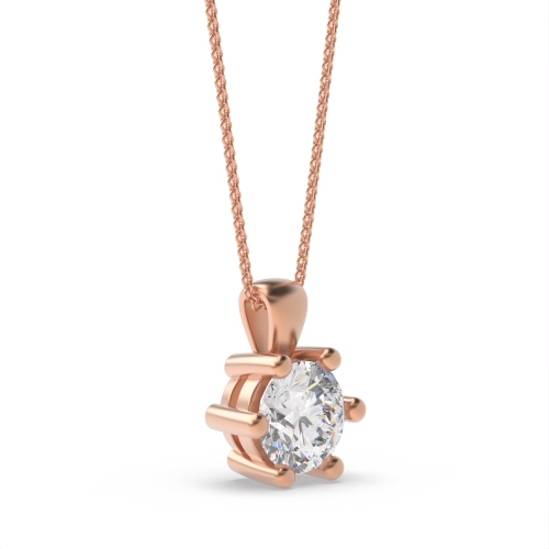6 Prong Round Rose Gold Open Pendant Necklaces