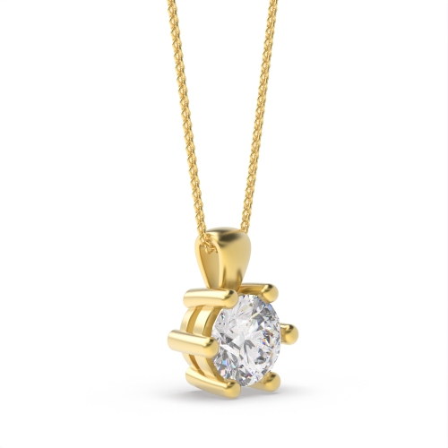 6 Prong Round Yellow Gold Open Pendant Necklaces