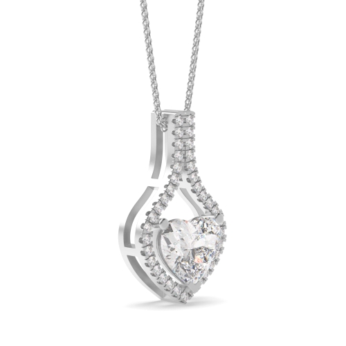 Prong Heart Brilliance Moissanite Halo Pendant Necklaces