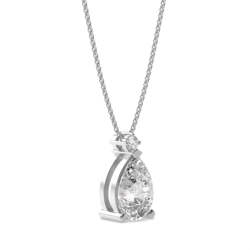 1 carat Modern Design Pear Shape Solitaire Diamond Necklace