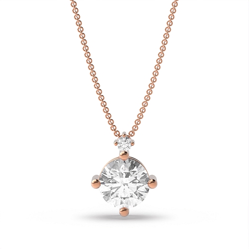 3 Prong Rose Gold accent stone Solitaire Pendant Necklace