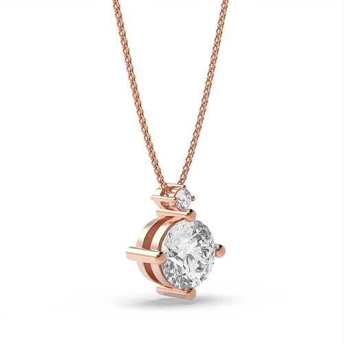 3 Prong Rose Gold accent stone Solitaire Pendant Necklace