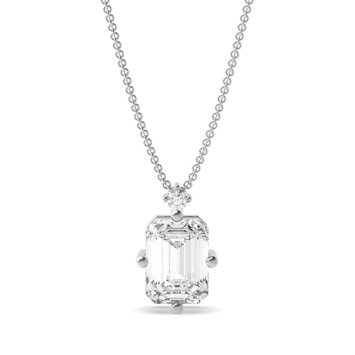 3 Prong Emerald Top accented Pendant Necklaces