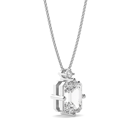 3 Prong Emerald Top accented Pendant Necklaces