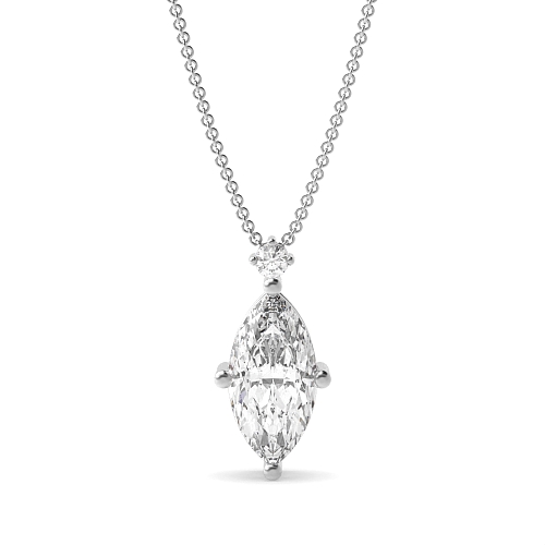 3 Prong Marquise Top accented Pendant Necklaces