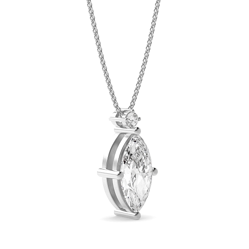 3 Prong Marquise Top accented Pendant Necklaces