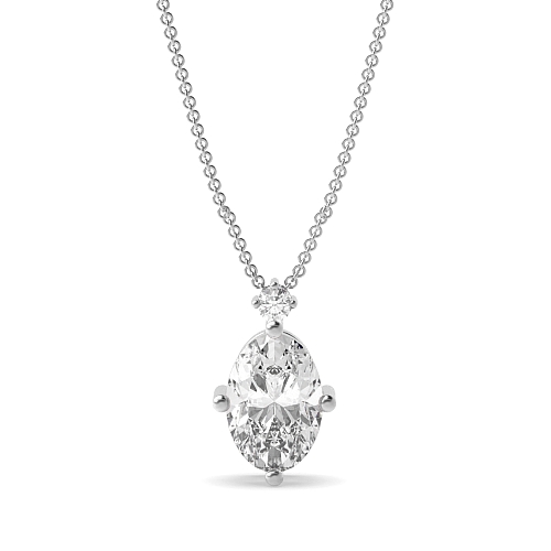 3 Prong Oval Top accented Pendant Necklaces