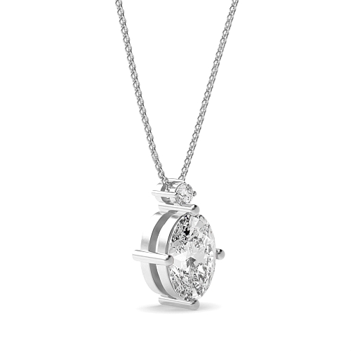 3 Prong Oval Top accented Pendant Necklaces