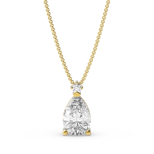 3 Prong Yellow Gold Top accented Pendant Necklaces