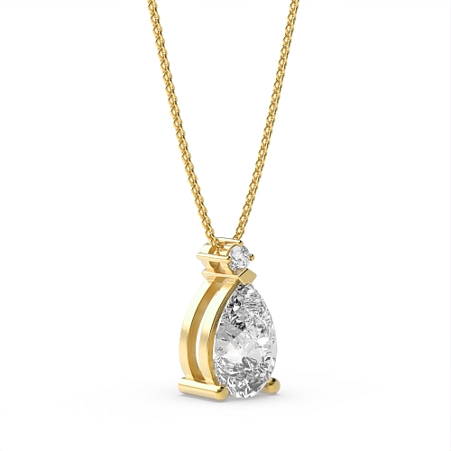 3 Prong Yellow Gold Top accented Pendant Necklaces