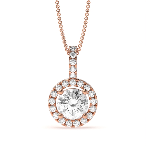 4 Prong Round Rose Gold Orbitstud Pendant Necklaces