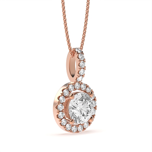 4 Prong Round Rose Gold Orbitstud Pendant Necklaces