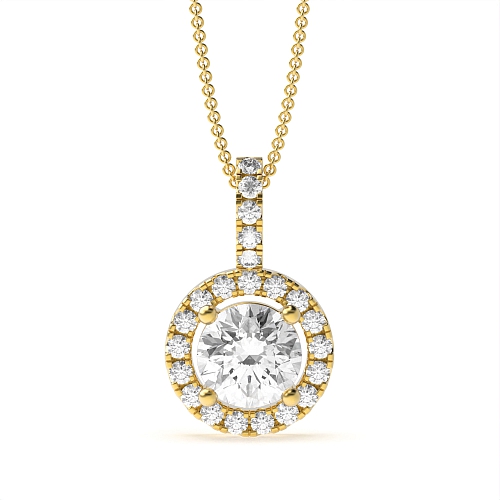 4 Prong Round Yellow Gold Orbitstud Pendant Necklaces