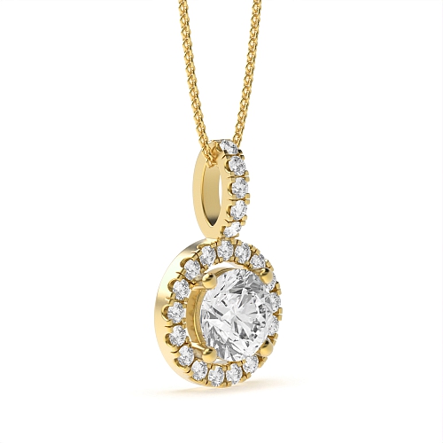 4 Prong Round Yellow Gold Orbitstud Pendant Necklaces