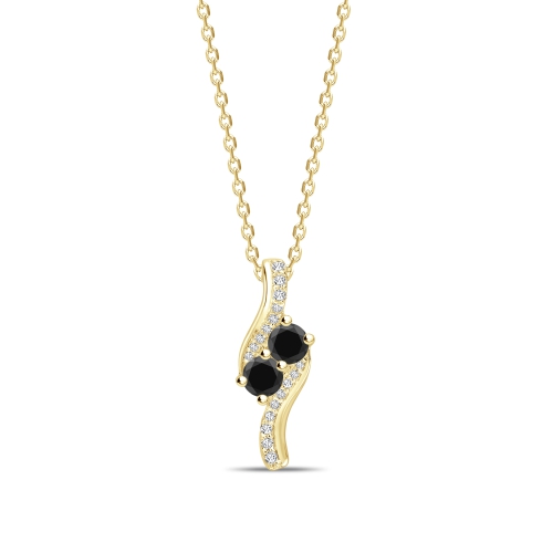 Round Shape Designer Black Diamond Solitaire Pendants Necklace
